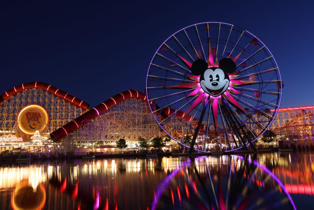 Disneyland's Pixar Pier at night